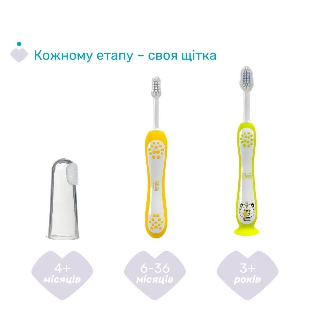 Зубна щітка Chicco на присосці, 3-6 років, 2 шт