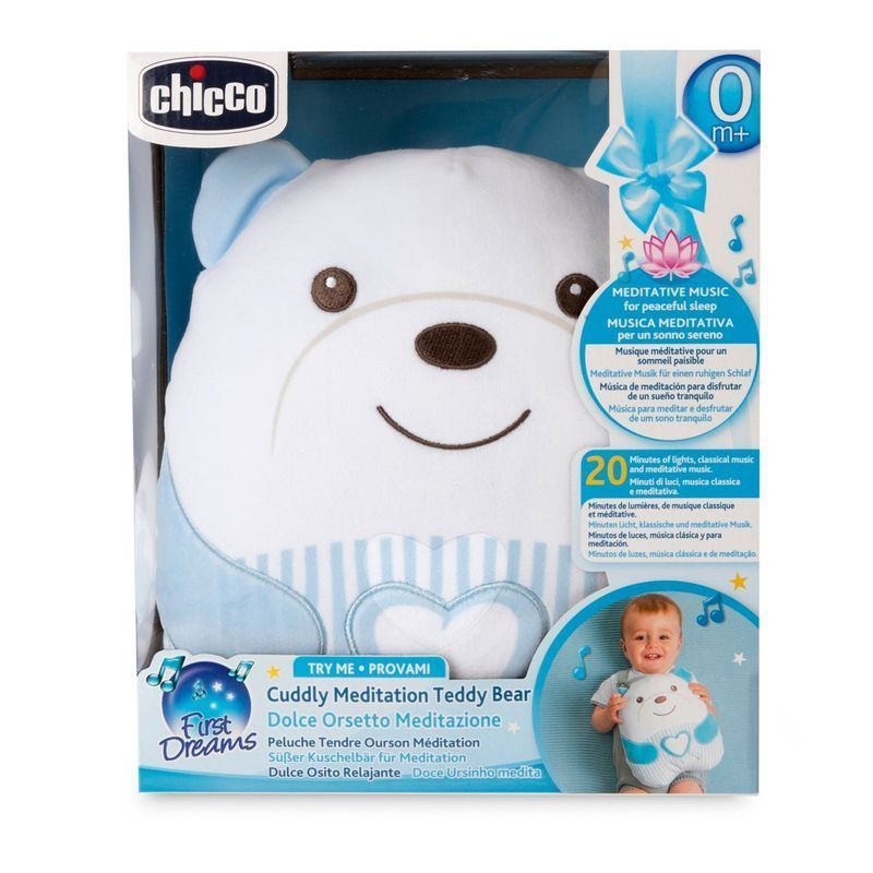 Мягкая музыкальная игрушка Chicco "Успокаивающий медвежонок", Голубой, с рождения