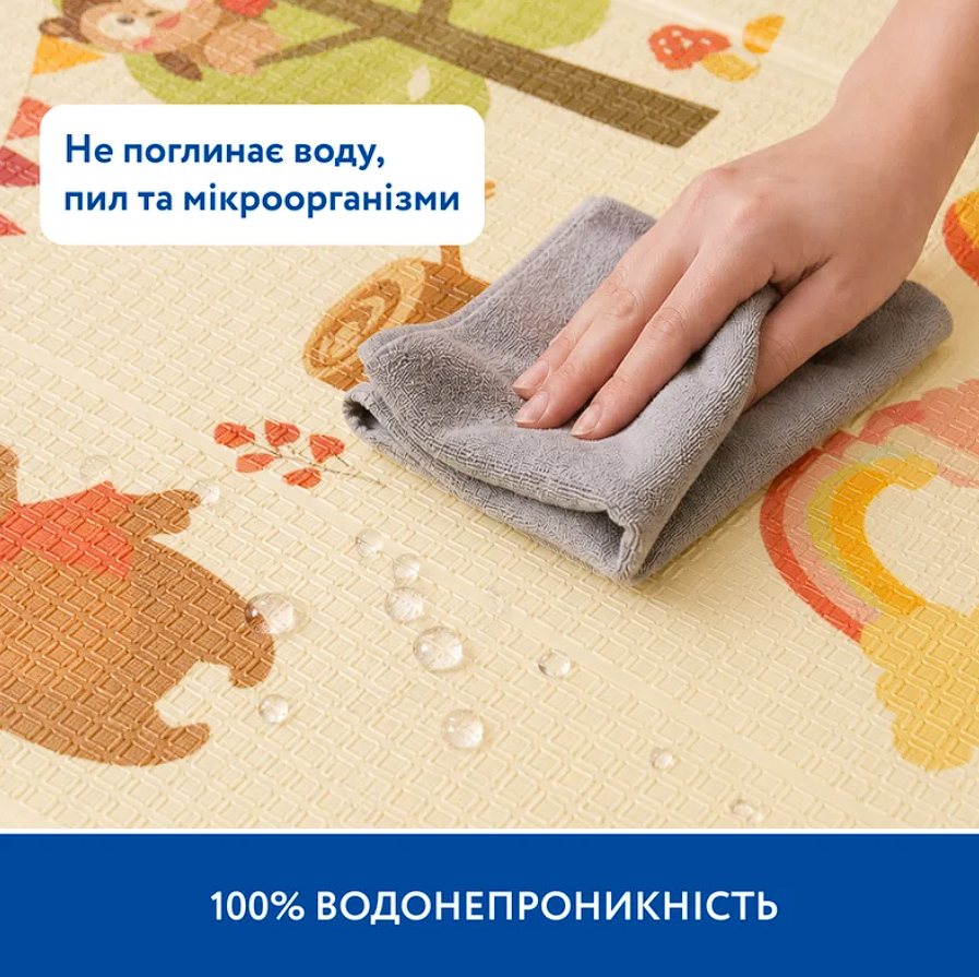Большой двухсторонний термоковрик Piccolino "Лесные зверята", 180х200х1 см