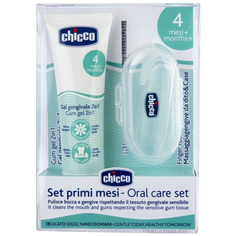 Набір Chicco "My First Toothbrush Set": зубна щітка-масажер і гель, Гель, Для зубів